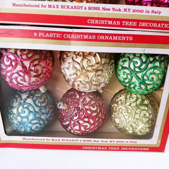 Shiny Brite Max Eckardt Christmas Ornaments Italy 12 Colorful Ball Swirls (cb7) - Picture 4 of 9